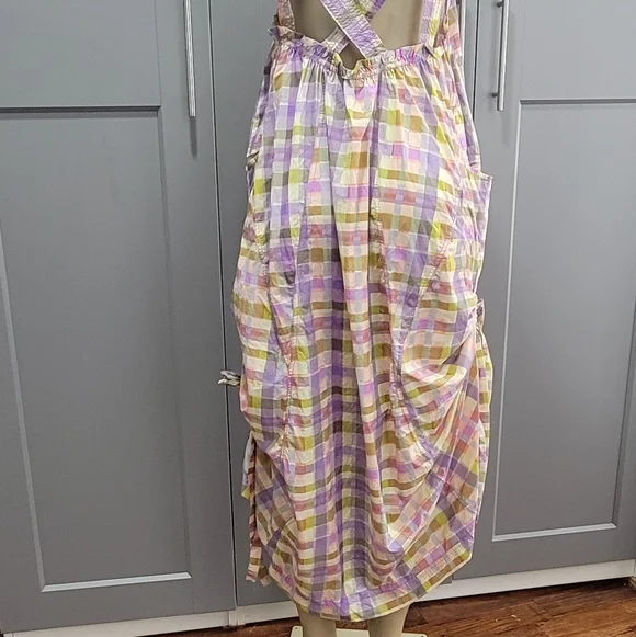 Daily Practice Plaid Halter Midi Dress in Lavender and Yellow - Picture 7 of 14